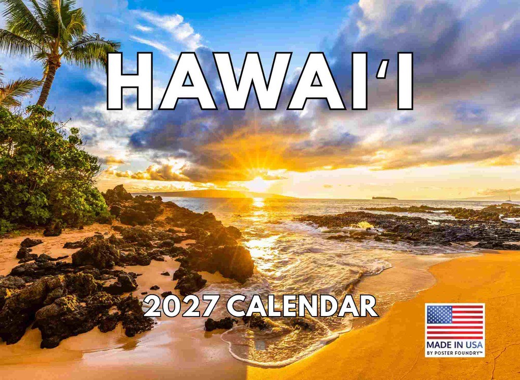 Hawaii Calendar 2027 Hawaiian Tropical Beach Maui Kauai Monthly Wall