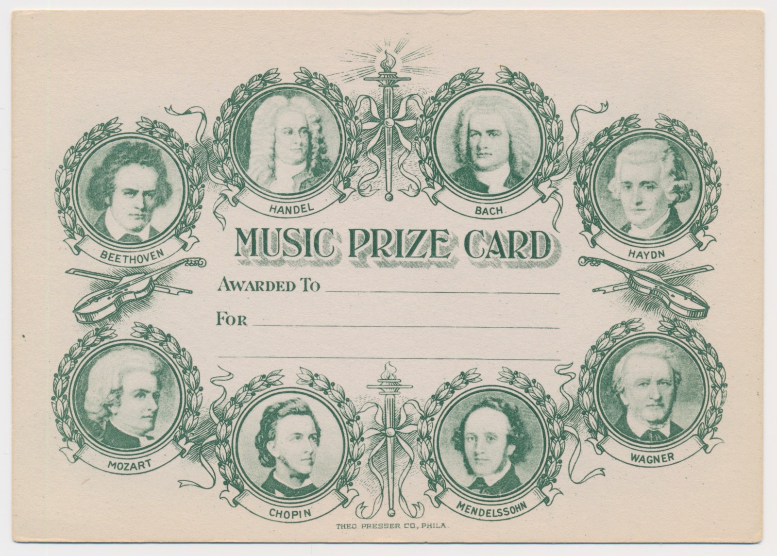 Classical Music Composers - Theo Presser Co. Music Reward Card Classical Music Composers - Theo Presser Co. Music Reward Card