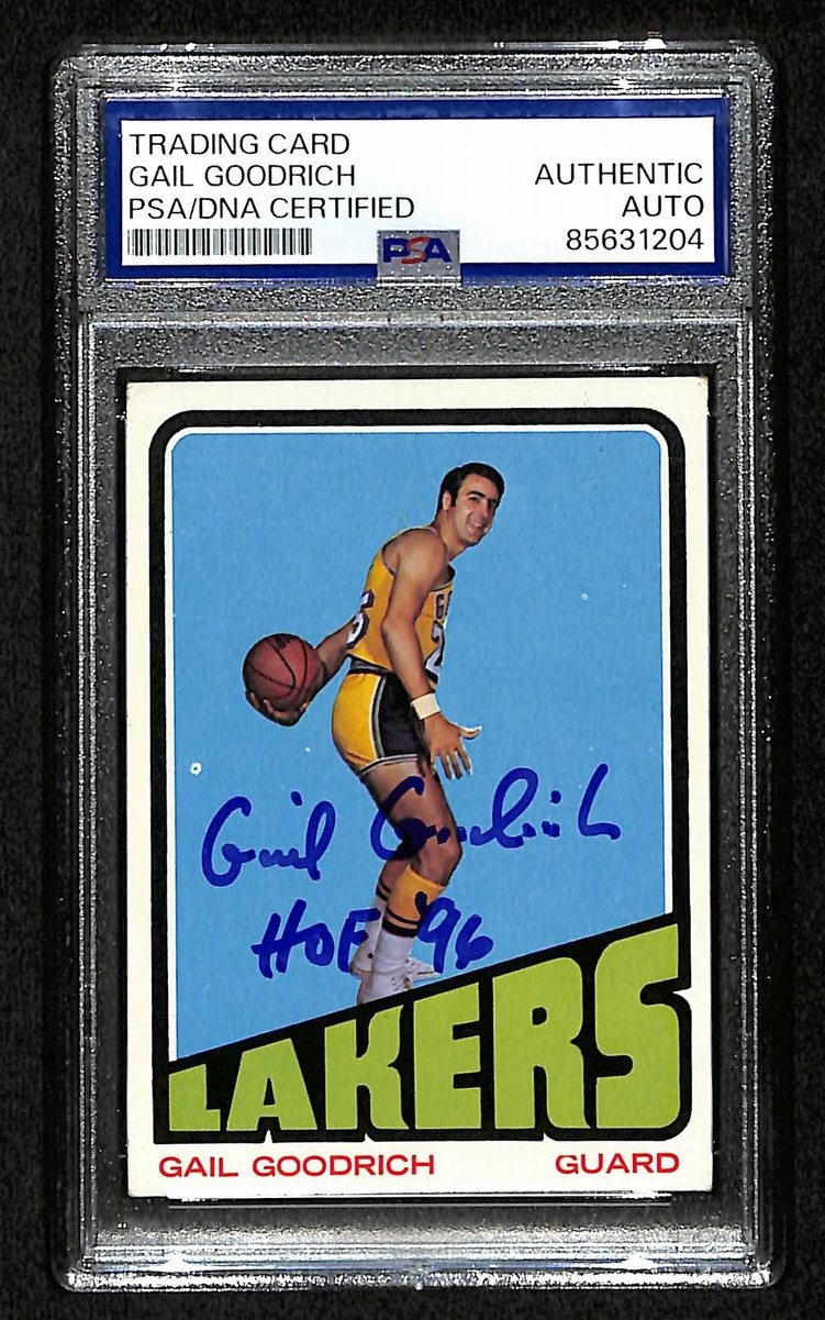 Gail Goodrich HOF Signed/Inscr 1972-73 TOPPS Card #50 Lakers PSA/DNA 200412 Gail Goodrich HOF Signed/Inscr 1972-73 TOPPS Card #50 Lakers PSA/DNA 200412