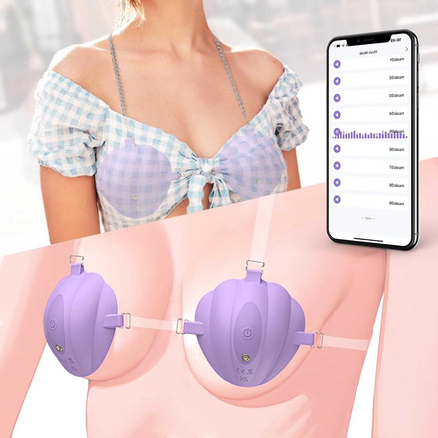 Breast Lift Massager Bra Vibration Enlargement Chest Enhancer Stimulator Breast Lift Massager Bra Vibration Enlargement Chest Enhancer Stimulator