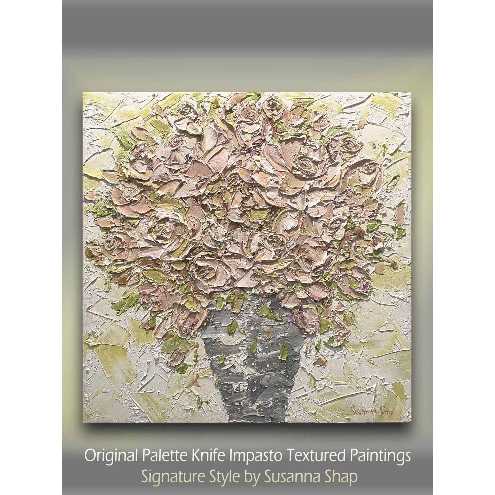 ORIGINAL Roses floral oil painting bouquet still life on canvas Textured Art 20\