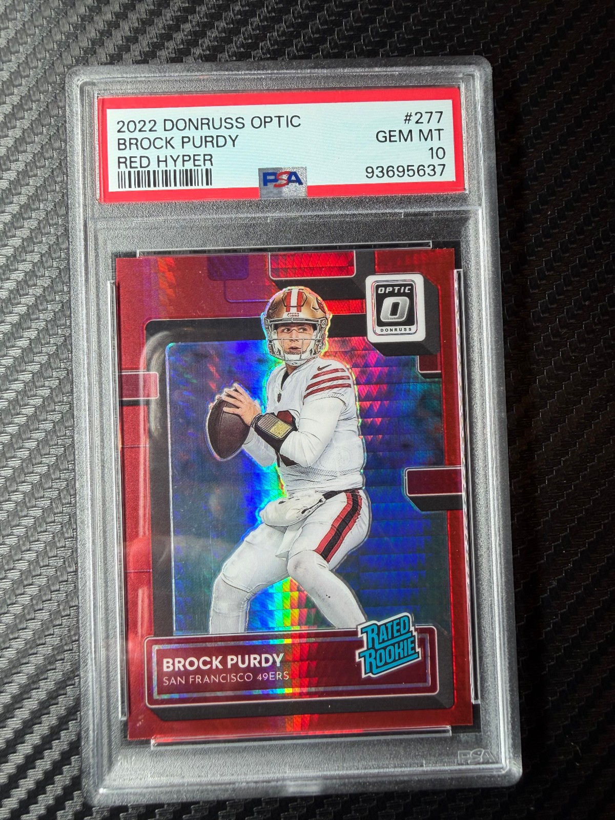 2022 Donruss Optic Red Hyper Prizm Rated Rookie Brock Purdy #277 PSA 10