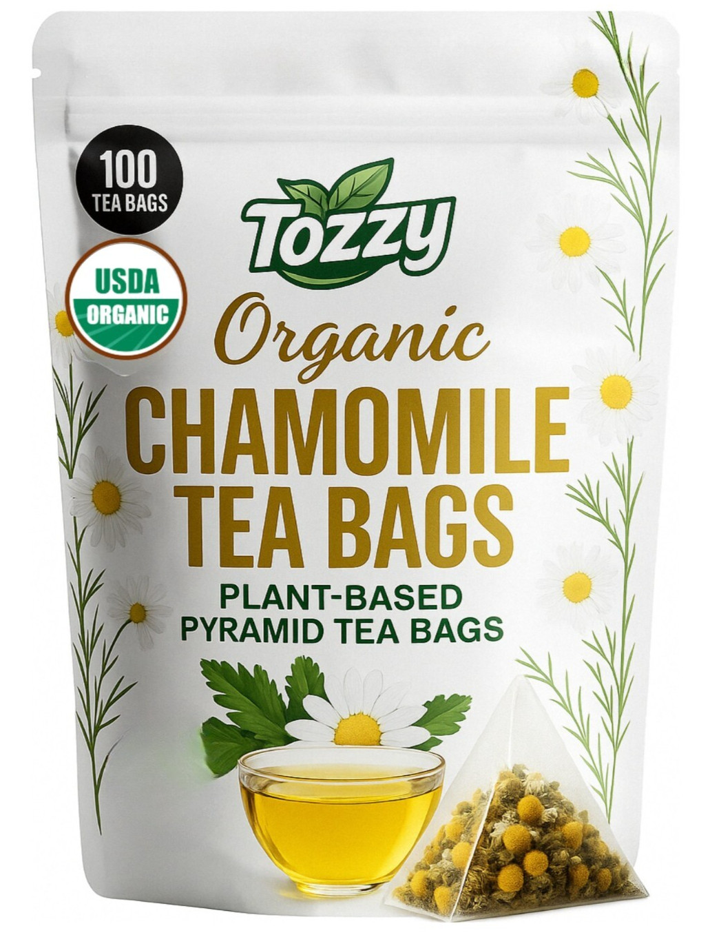 USDA Organic Chamomile Tea – 100 Pyramid Bags