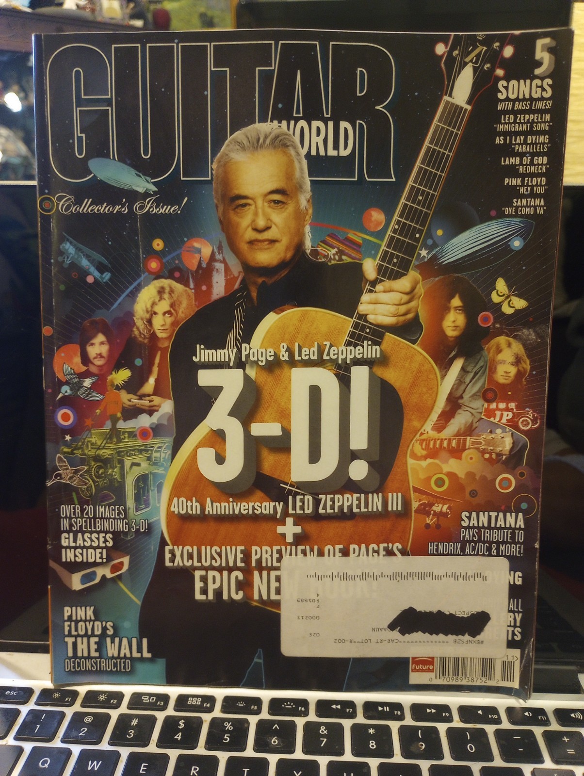GUITAR WORLD-NOVEMBER 2010- JIMMY PAGE 3D COMES WITH 3D GLASSES VINTAGE