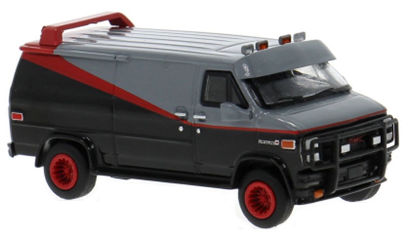 Brekina 18250 1/87 1983 GMC Vandura, Black Gray and Red