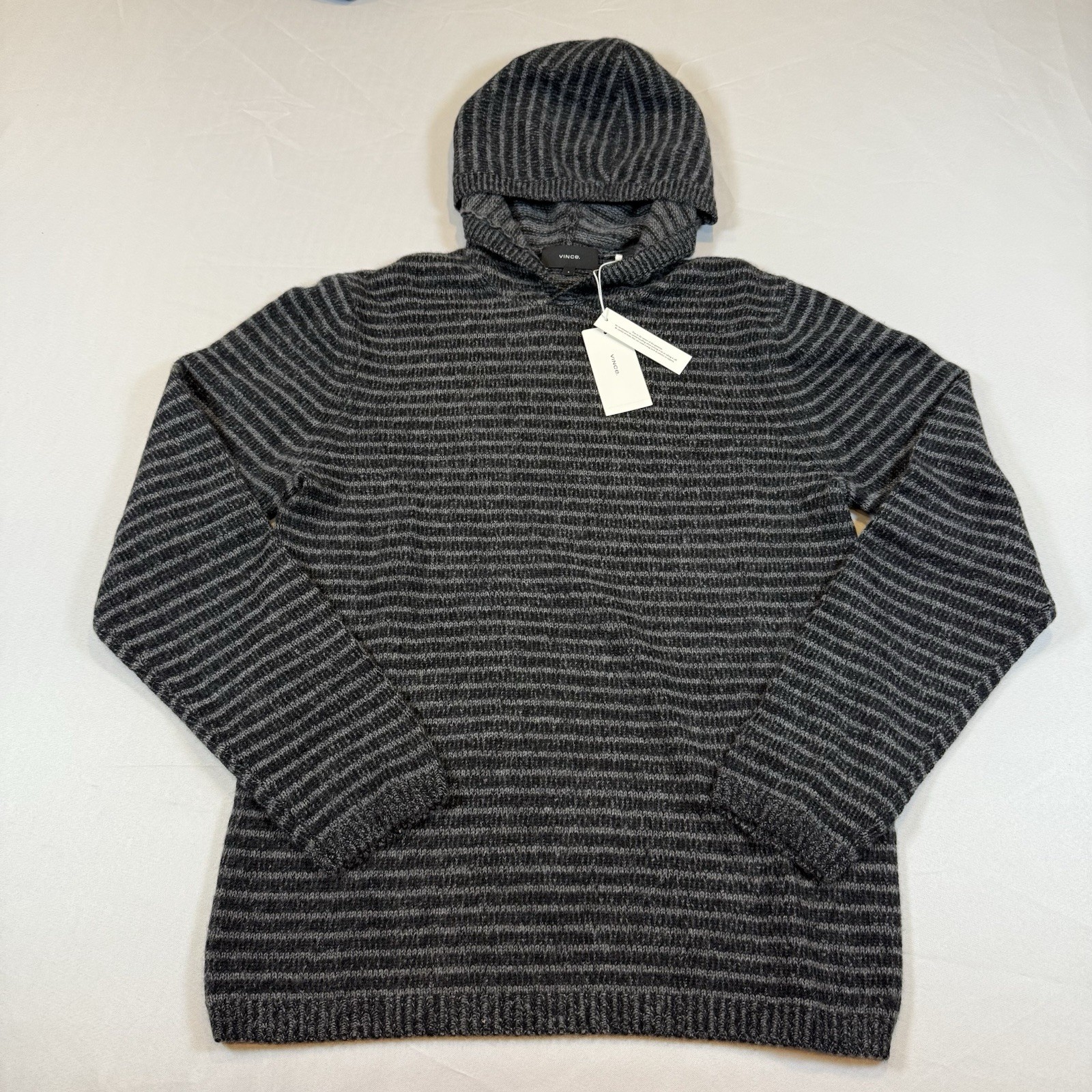 Vince 100% Cashmere Hoodie Size Small Gray & Black NWT $495 Vince 100% Cashmere Hoodie Size Small Gray & Black NWT $495
