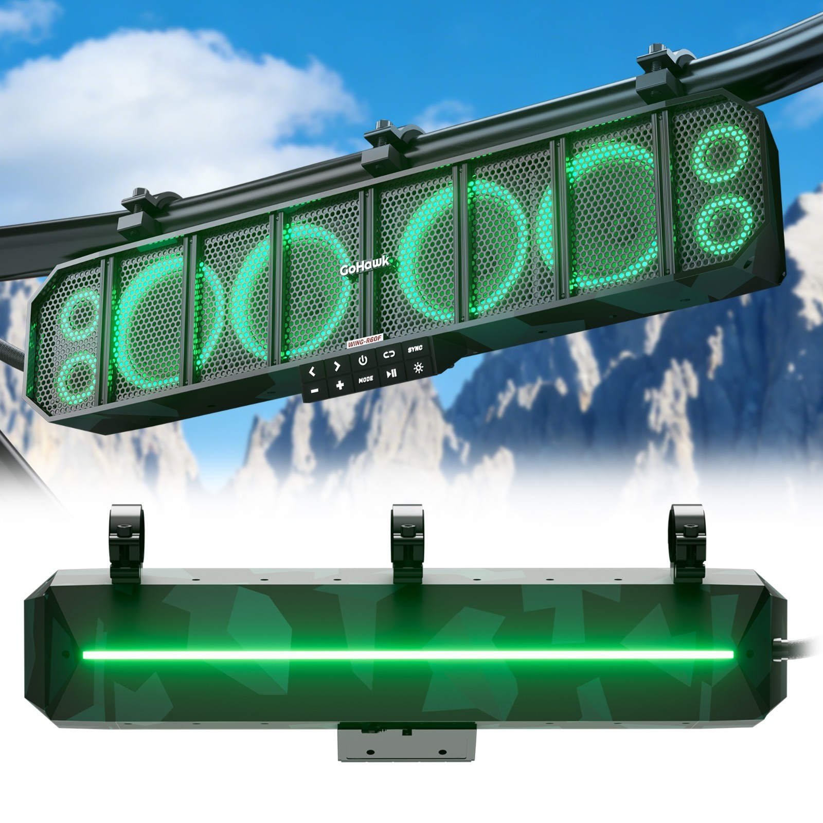 8 Speaker Bluetooth Waterproof 600W UTV Sound bar Audio Radio System Polaris RZR