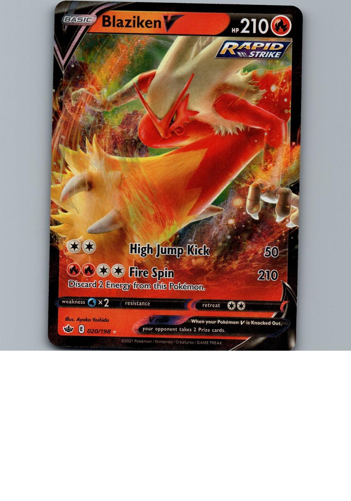 Blaziken V 020/198 Holo V Rare Chilling Reign Pokemon Near Mint Blaziken V 020/198 Holo V Rare Chilling Reign Pokemon Near Mint