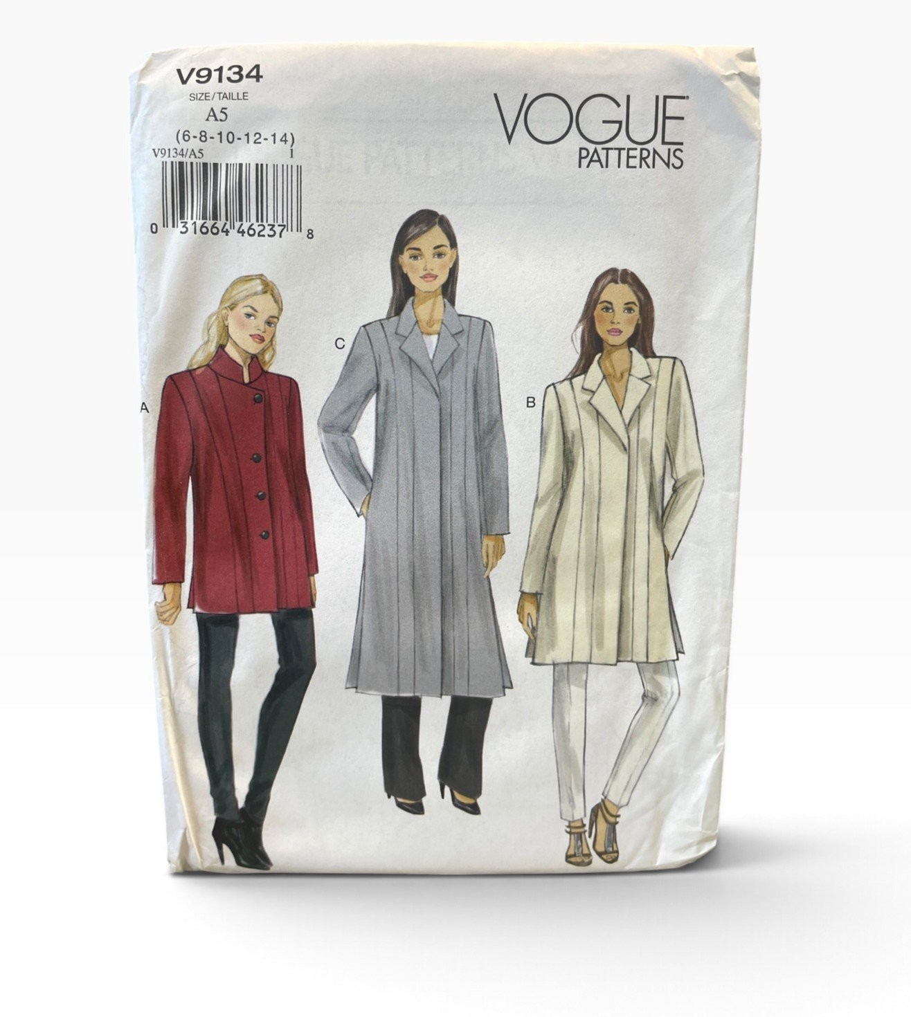 Vogue V9134 Misses\' Jacket Coat A5 (6-8-10-12-14) Modern Uncut FF