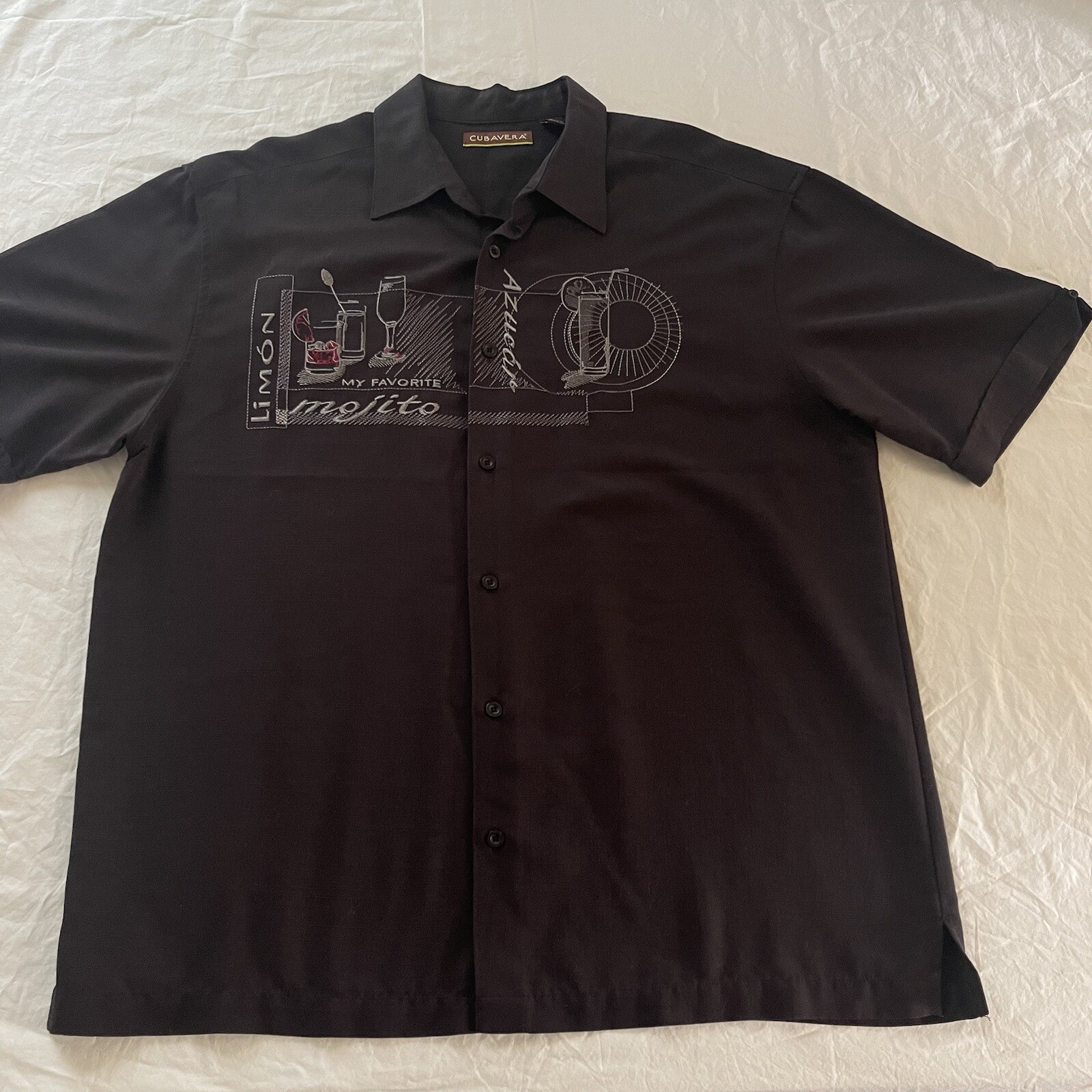 Cubavera Mens Shirt Limon Mojito My Favorite Embroidery Casual Size XL