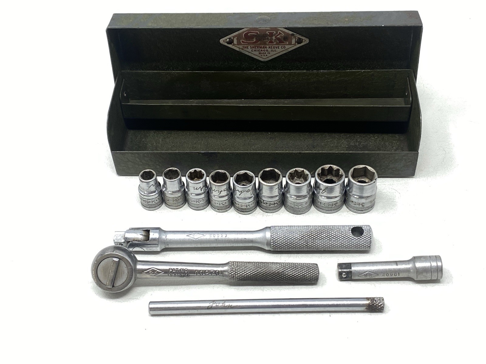 Vintage S-K Tools 1/4” Drive SAE Socket Set 13pc Diamond Logo USA Made Look
