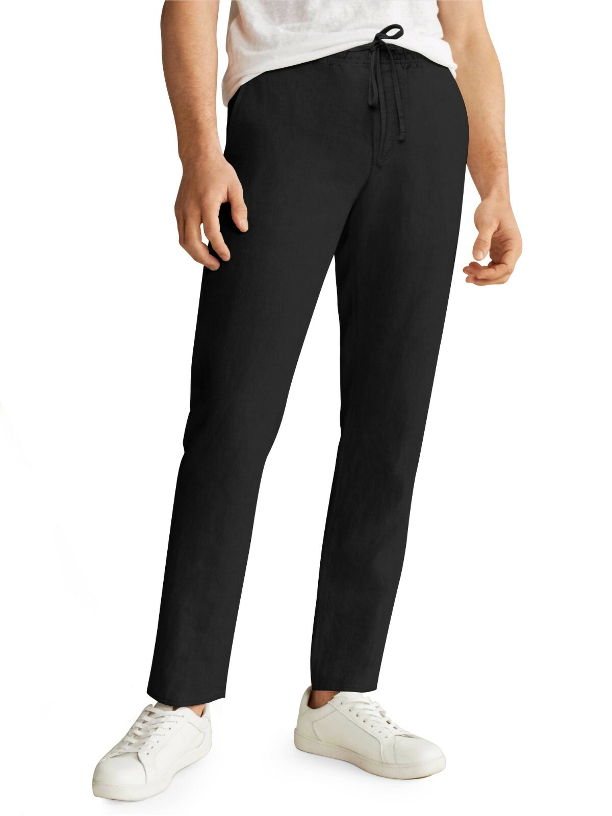 Mens Premium Soft Linen Pants Wrinkle Resistant Flat Front Classic Slacks