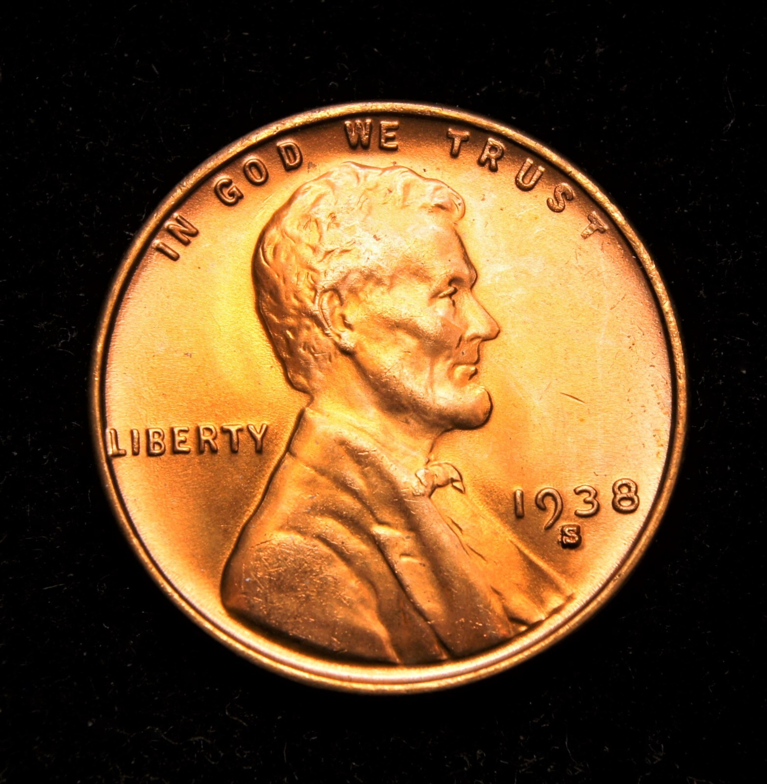 1938-S/S/S  Lincoln Wheat Cent  Gem BU+++++++Red