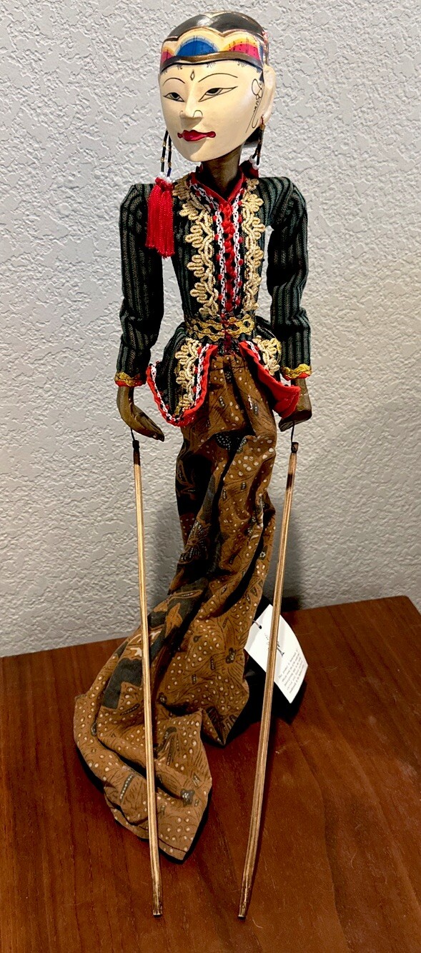 Vtg Indonesian Wayang Golek Wood Stick Rama Puppet Doll 20”Handcarved&Painted
