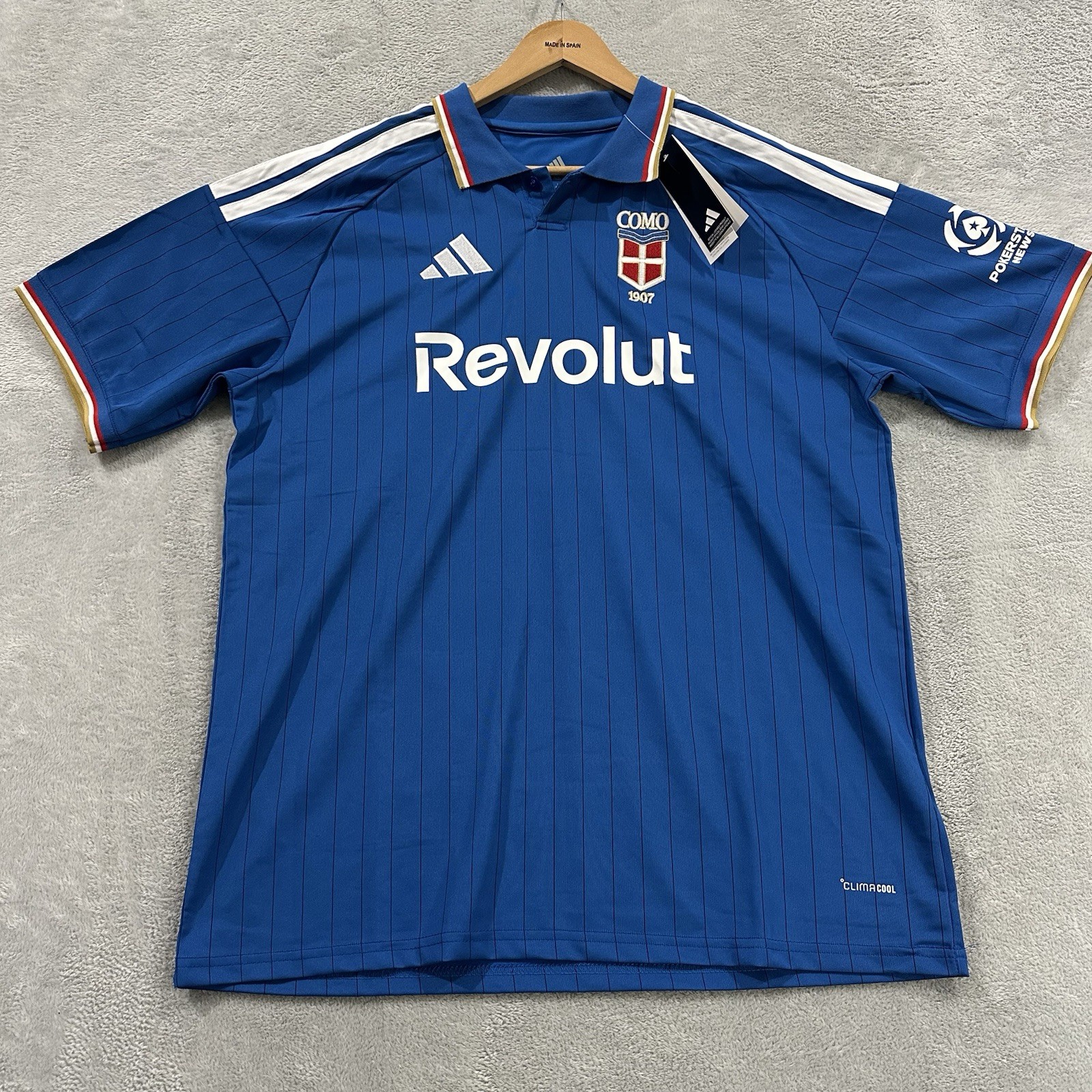NWT Adidas Clima Cool Como Men 4XL Soccer Jersey Polo Blue Home Fans Version