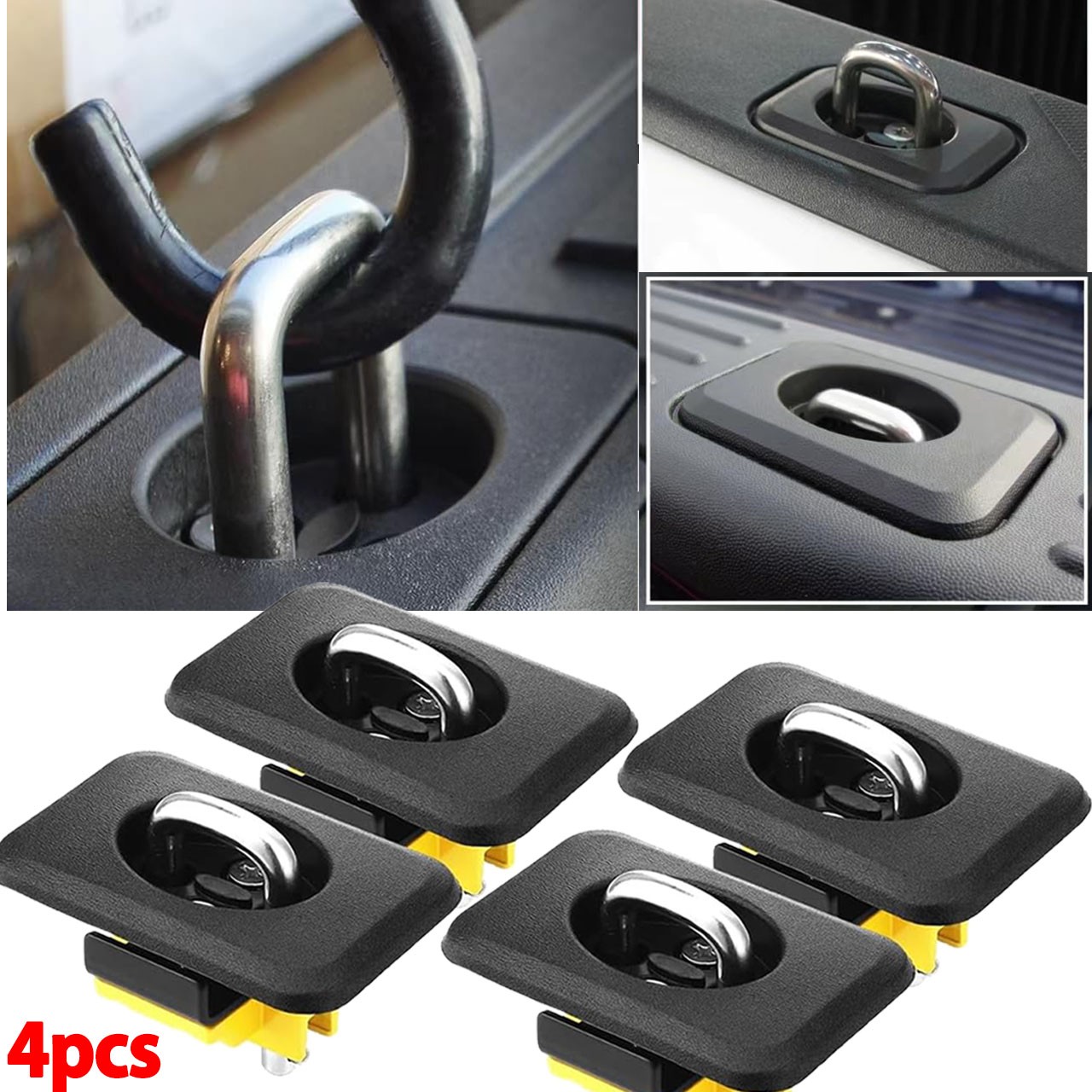 NEW 4x Truck Bed Tie Down Anchors Retractable D Rings For Ford Chevy GMC RAM USA