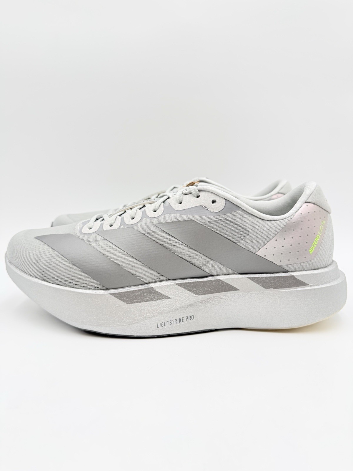 Adidas Men\'s Adizero Evo SL Running Size 12 Metallic Silver Halo |JR3419|