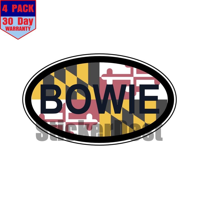 Maryland Bowie State Flag Oval Sticker 4 Pack 3x2 Inch