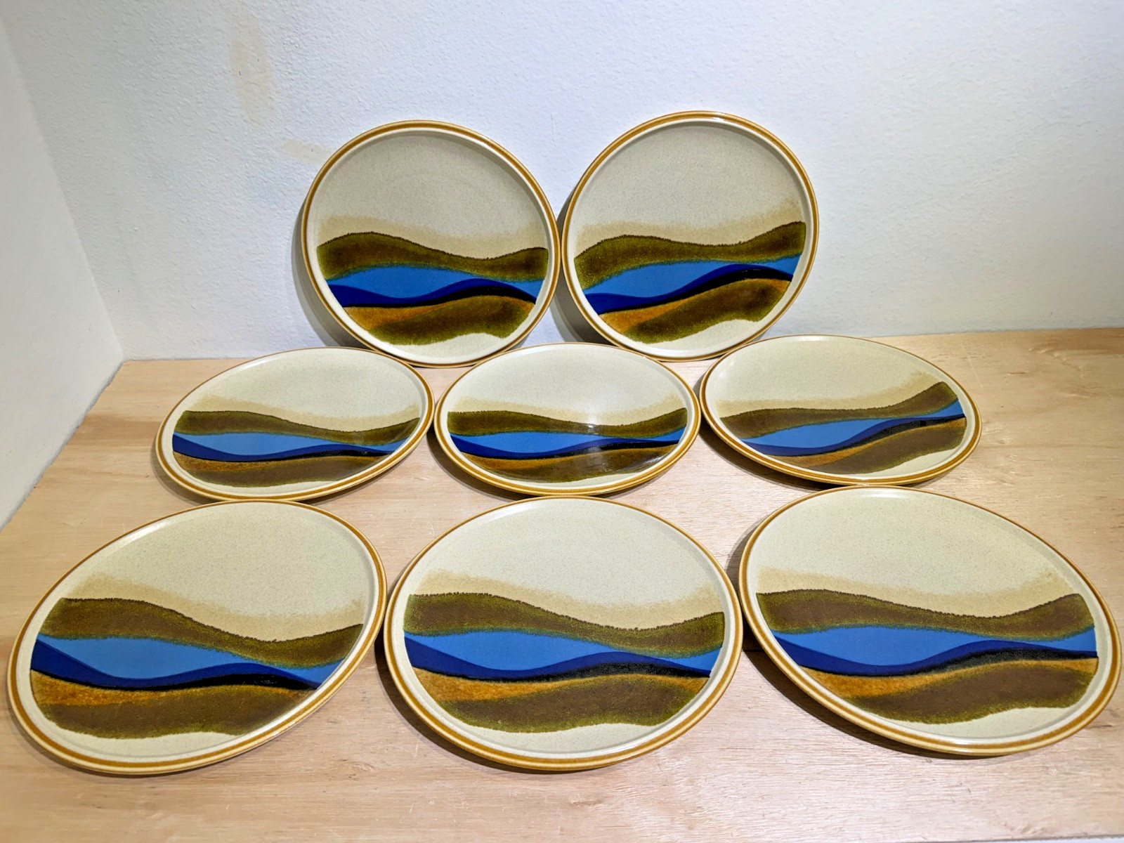 (8) MCM Vintage | BLUE RIVER C0901 Mikasa Dinner Plates | 10.75\