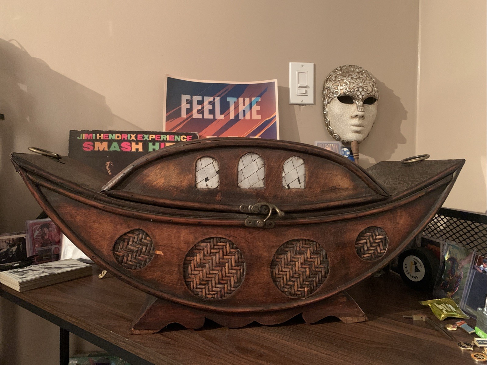 Vintage Handcraft Nautical Ship Artisan Wood Chest Metal Etch Folk Art eBay1/1🔥
