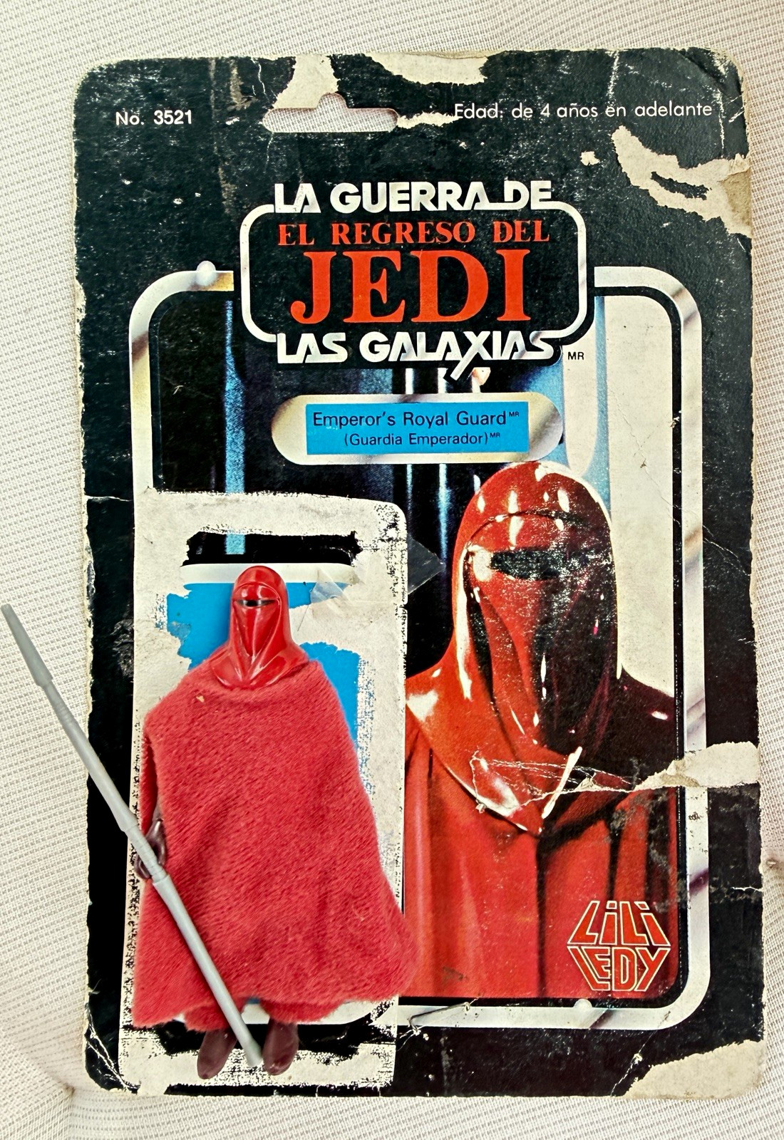 Lili Ledy 1983 Star Wars ROTJ Emperor's Royal Guard Figure on original Cardback