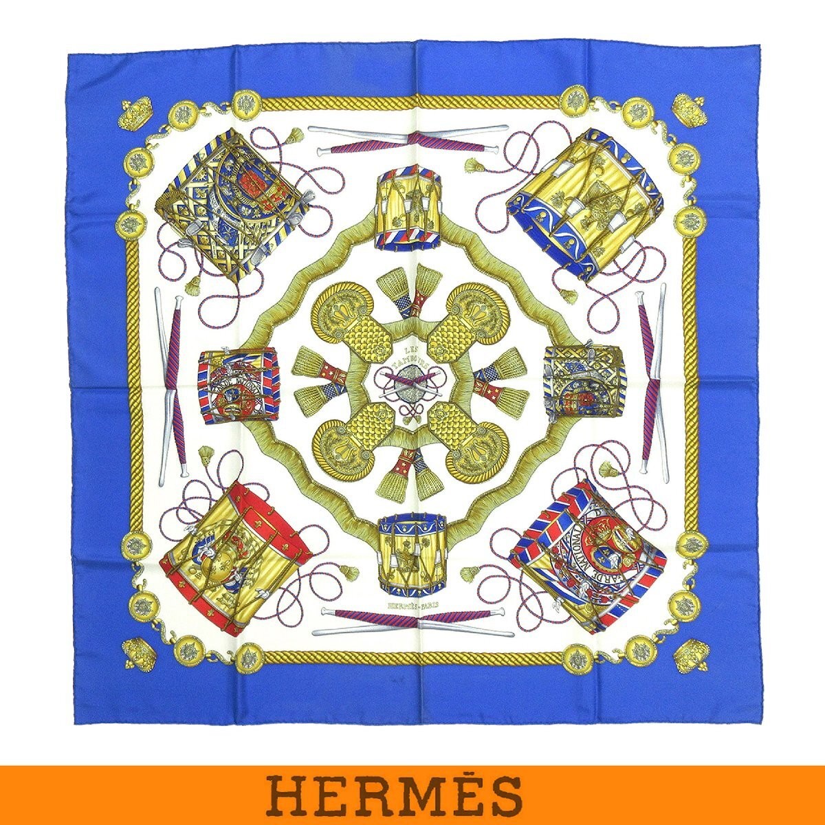 Hermes Carre 90 Silk Scarf Multicolor Blue very good