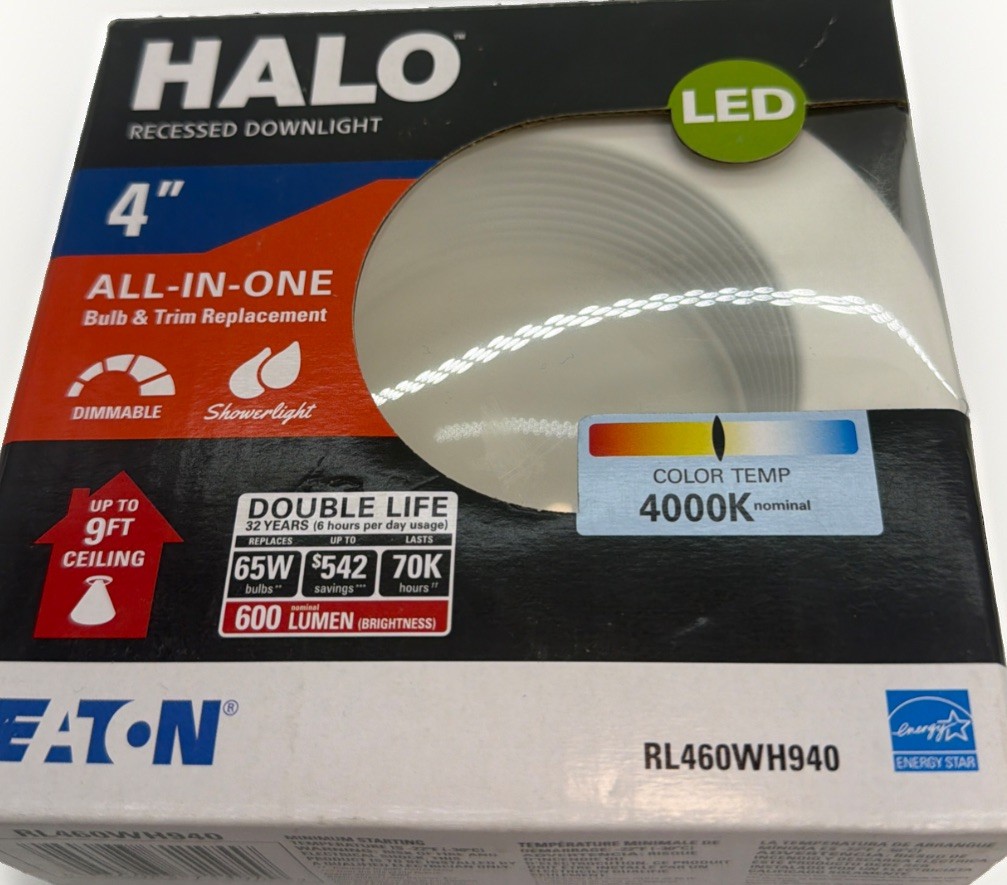 Eaton Halo Recessed Downlight 4 Inch All-In-One Bulb And Trim Replacement {G7}