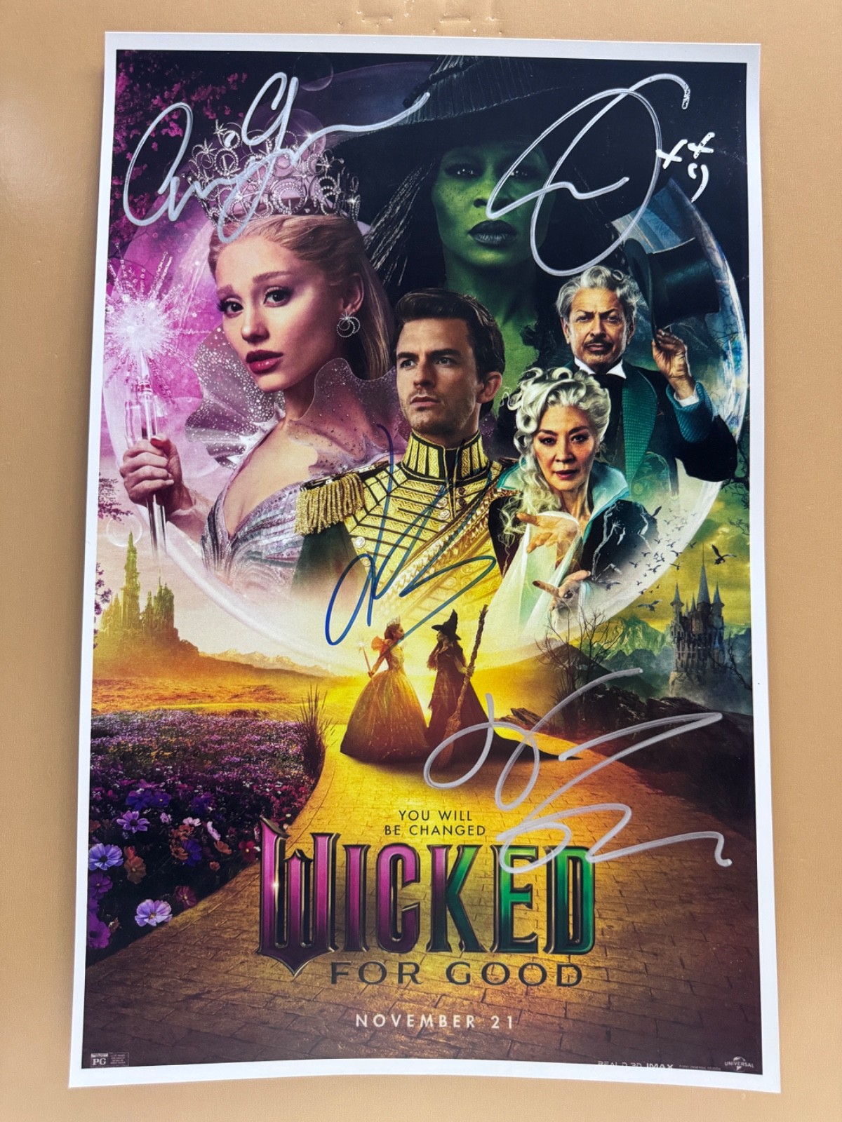 SIGNED WICKED FOR GOOD 11x17 Movie Poster COA by 4 of the actors - Ships FREE