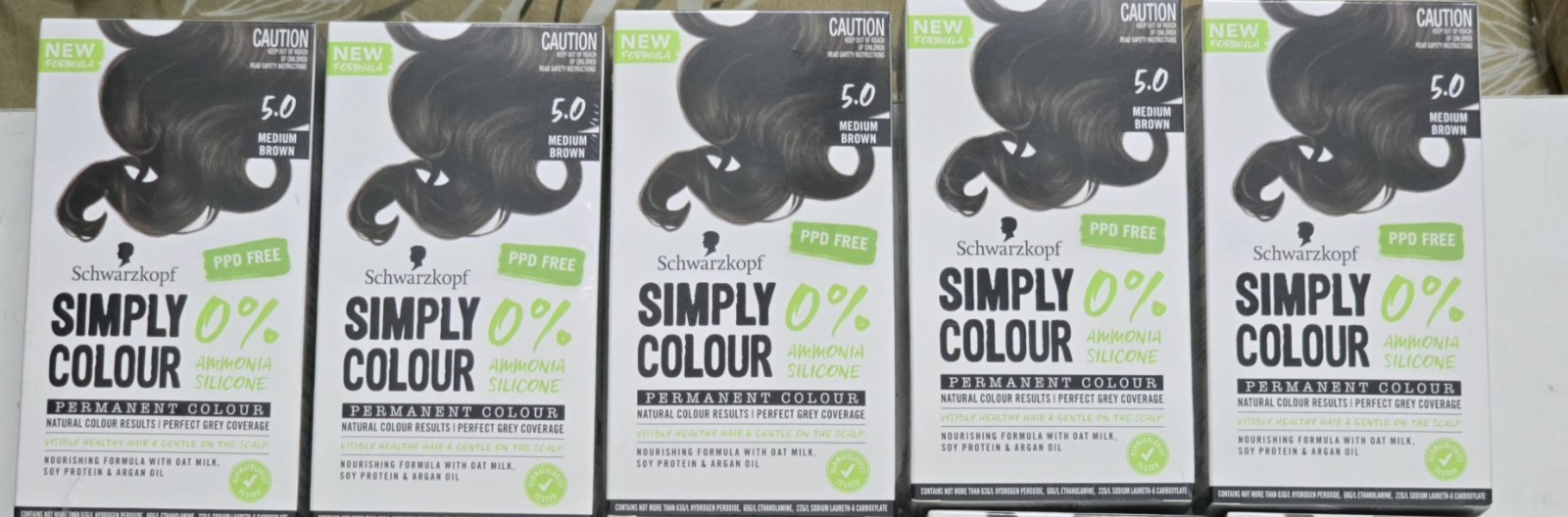 5 X Schwarzkopf Simply Colour Permanent Hair Colour 5.0 Medium Brown