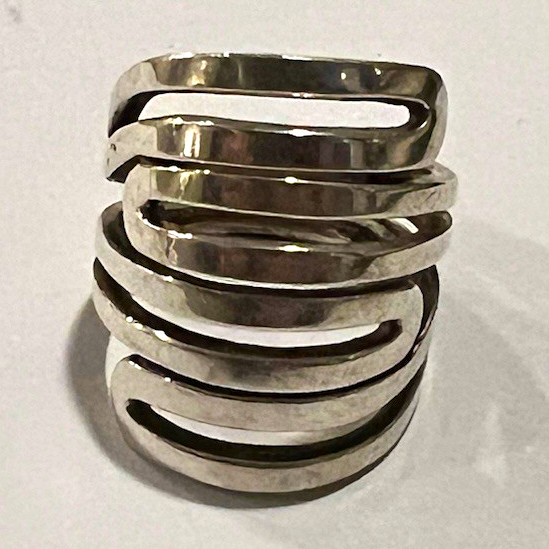 Retired silpada Maze sterling Silver 925 Wide Multi-Row Band Ring Size 8.5