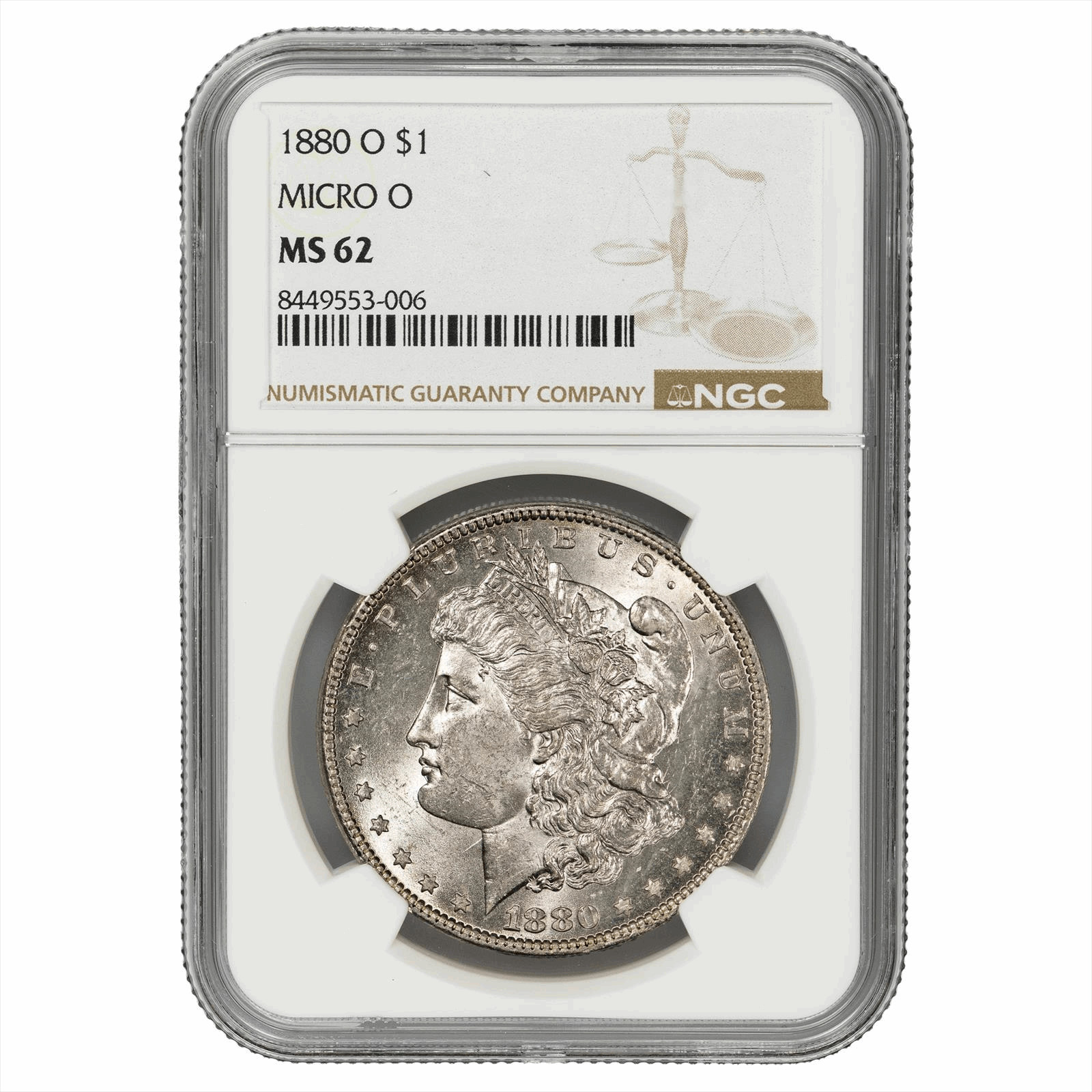 1880O Morgan Silver Dollar $1 Micro O NGC MS 62