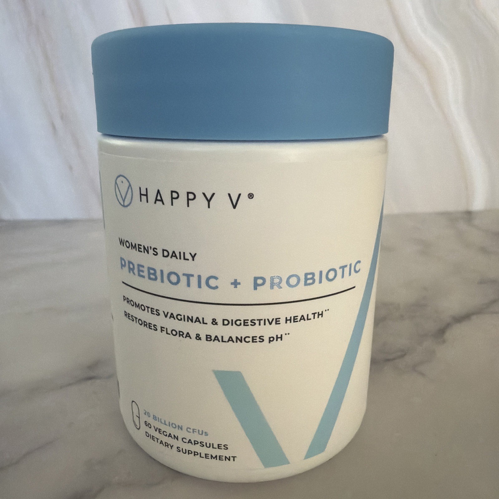 Happy V Women\'s Daily Prebiotic + Probiotic Digestive Health 60 Capsules