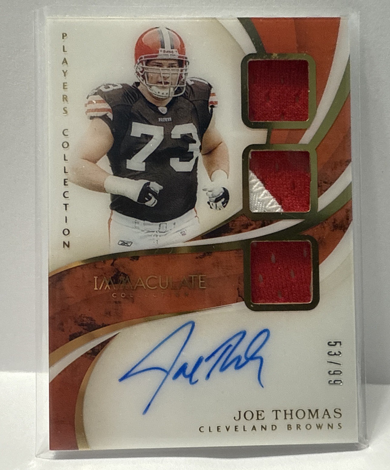 2019 IMMACULATE JOE THOMAS On Card AUTO TRIPLE PATCH # /99 CLEVELAND BROWNS ๐ 2019 IMMACULATE JOE THOMAS On Card AUTO TRIPLE PATCH # /99 CLEVELAND BROWNS ๐