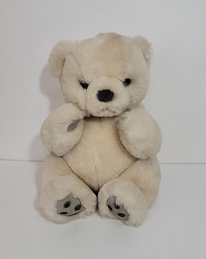 Russ Berrie Yomiko Plush Bear Leather Paws Stuffed Animal Off White Beige 11\