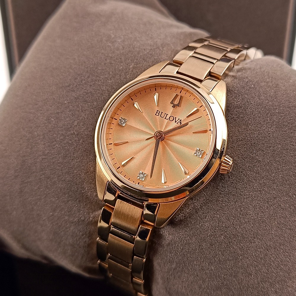 Women\'s Bulova Sutton 97P151 Rose Gold Dial Bracelet Stainless Quartz Watch