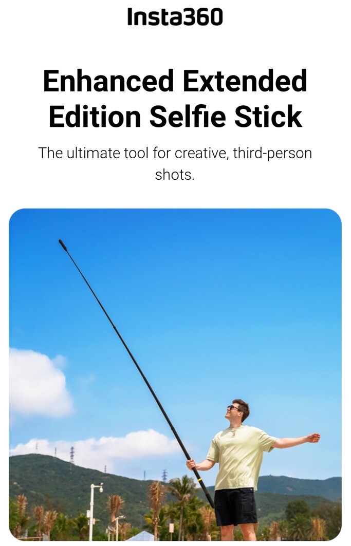 Original Insta360 Enhanced Extended Edition Selfie Stick 9.8ft- Durable
