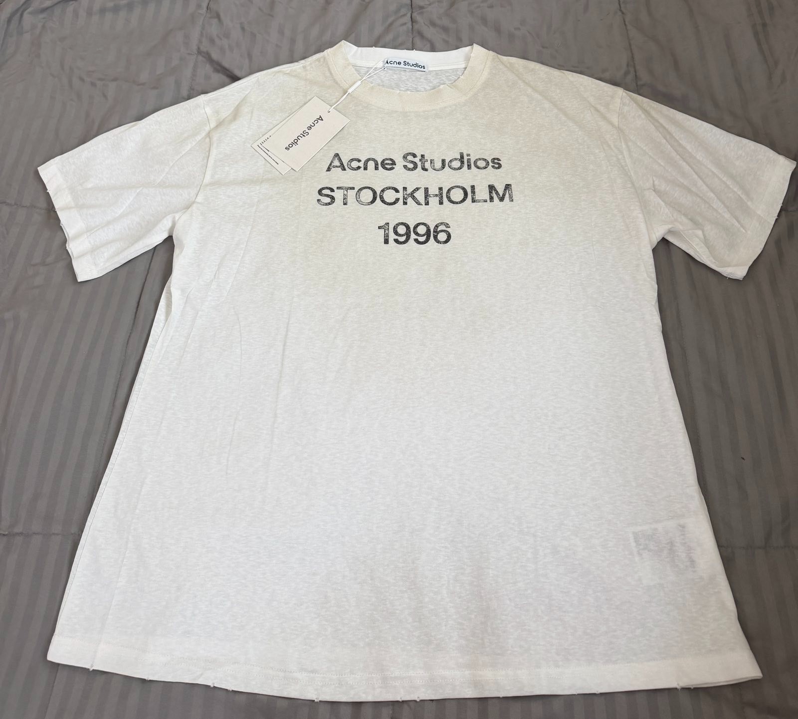 Acne Studios  Sprayed Stamp Logo T-shirt Dusty white Vintage Hemp Size L