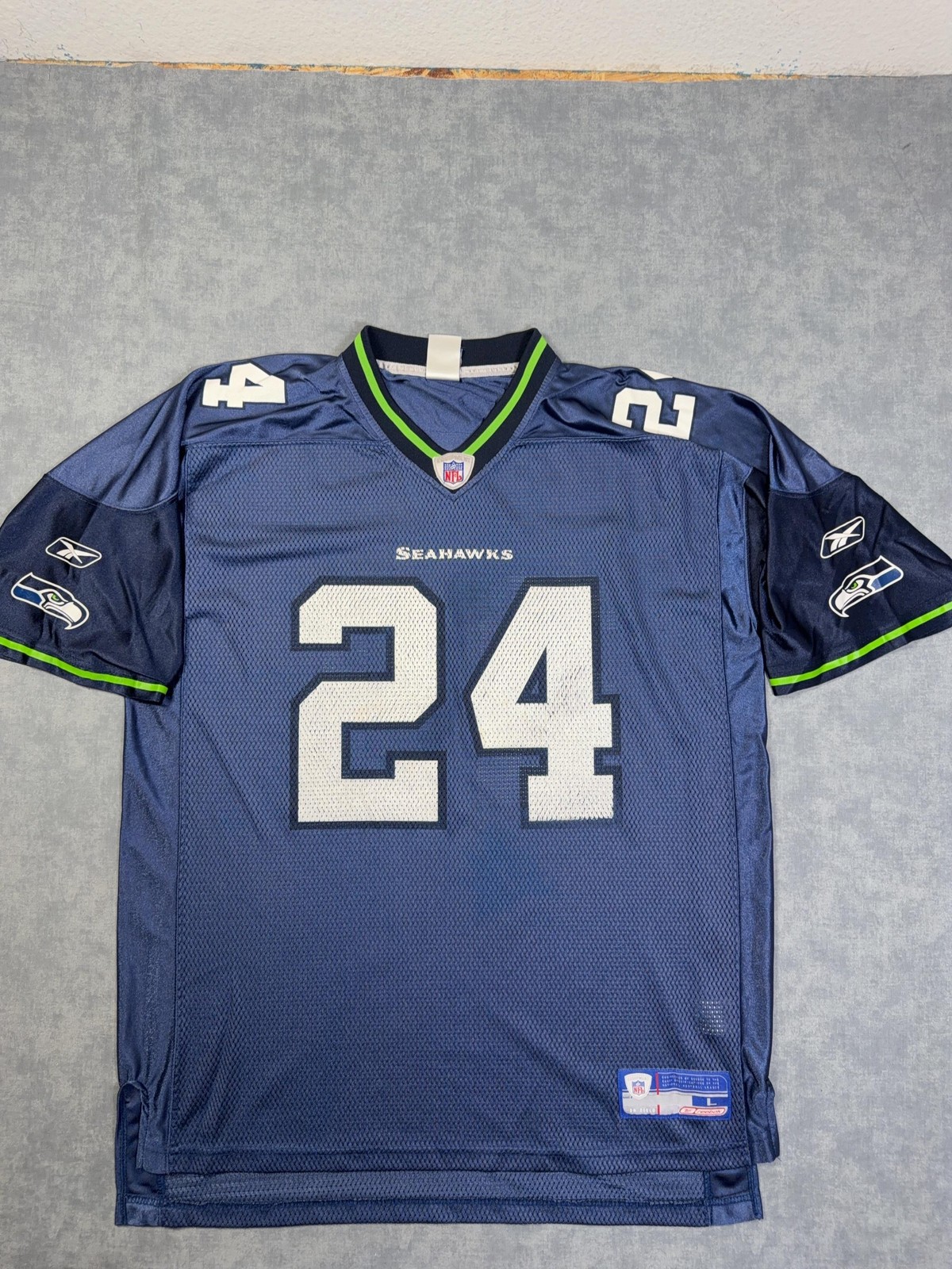 Vintage Shawn Springs 24 Seattle Seahawks Jersey Mens M Blue NFL Football Reebok