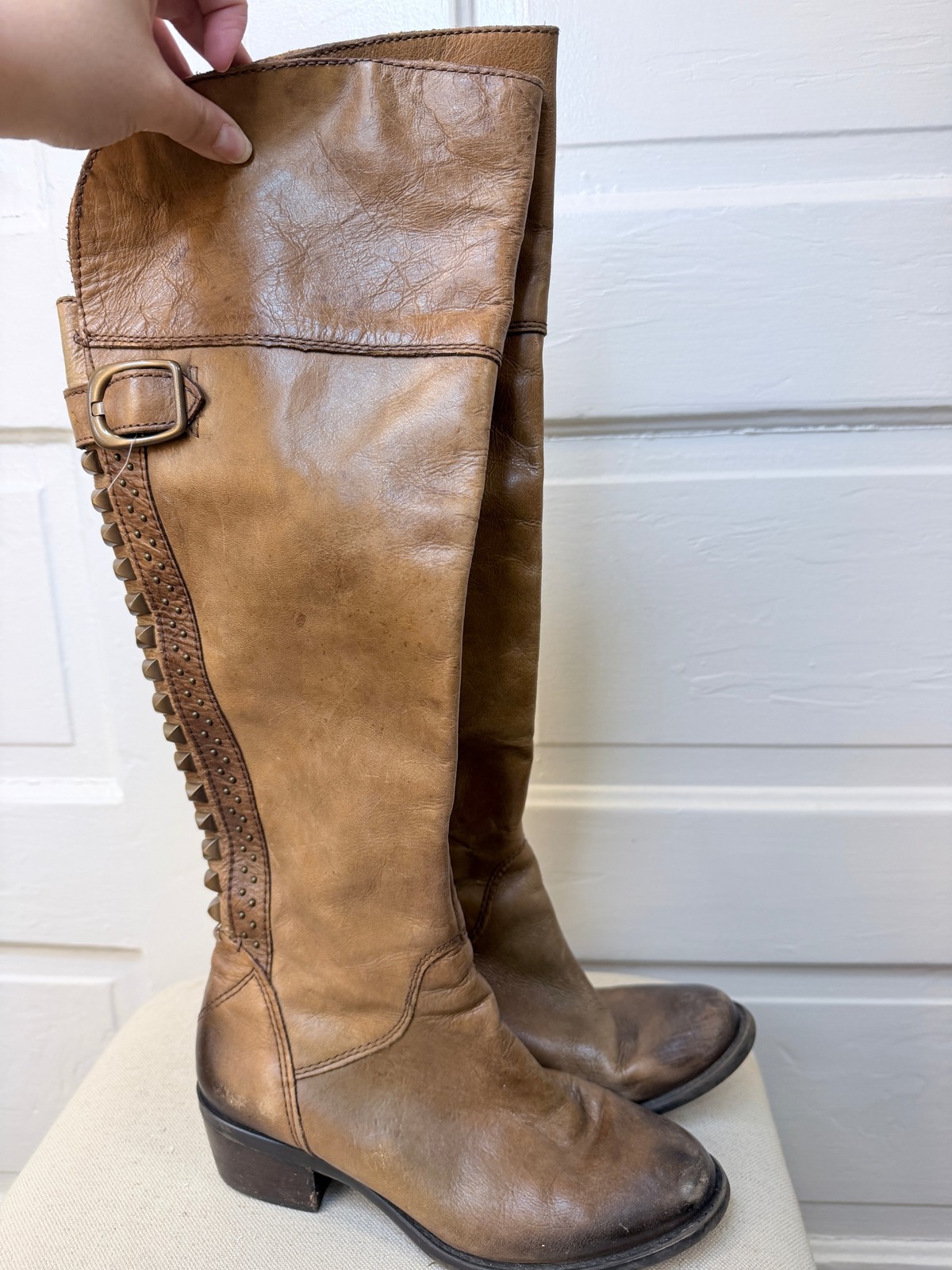 Brown Leather Vince Camuto Tall Riding Boots Women\'s Size 7 Brown Leather Vince Camuto Tall Riding Boots Women\'s Size 7