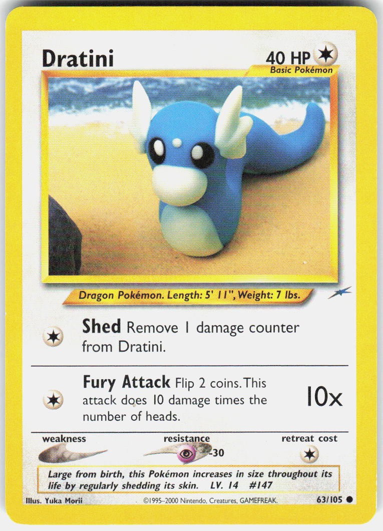 Dratini 63/105 Common Neo Destiny Pokemon Unlimited Lightly Played