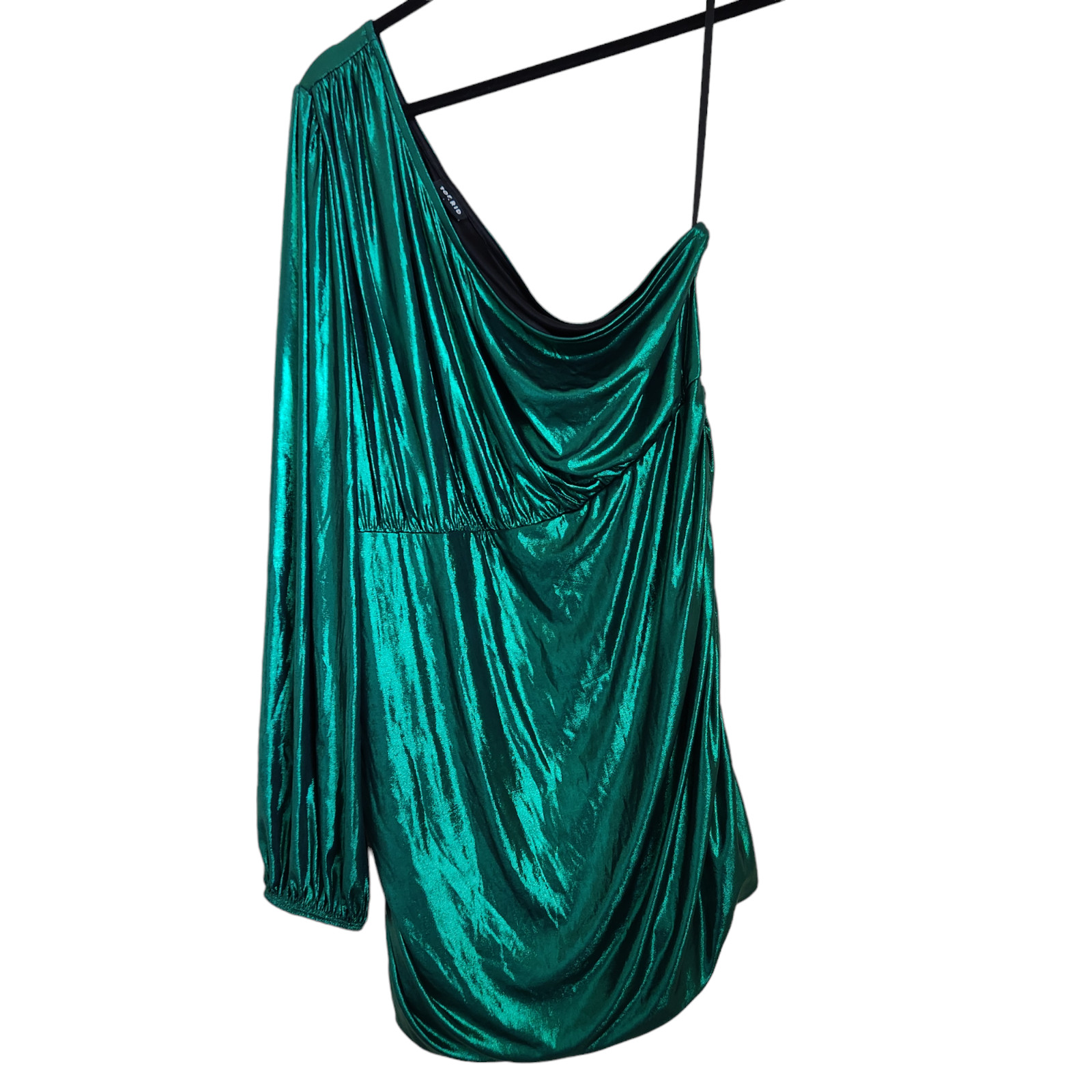 Torrid Liquid Knit One Shoulder Tunic Top Plus Size 2X XXL Long Sleeve Green