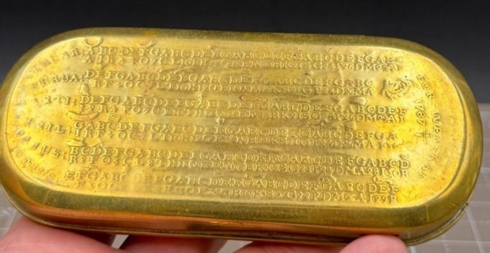 Antique 1787 Swedish Brass Almanac Tobacco Box Snuff Box C Norman Engraved Antique 1787 Swedish Brass Almanac Tobacco Box Snuff Box C Norman Engraved