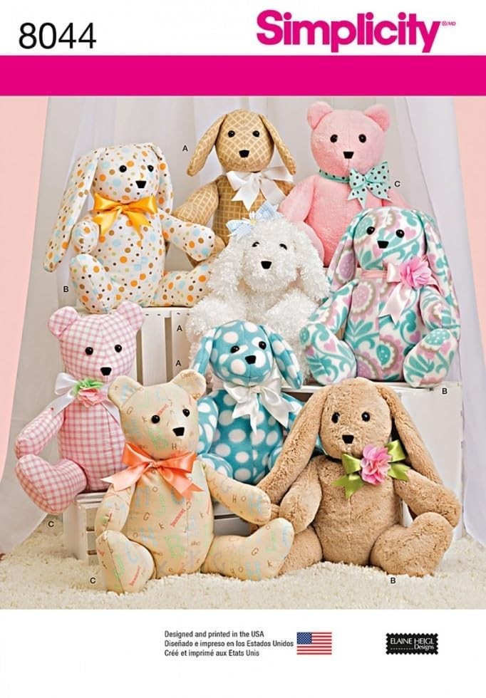 Simplicity Crafts Sewing Pattern 8044 Bear, Dog & Rabbit Stuffed Animal Toys Simplicity Crafts Sewing Pattern 8044 Bear, Dog & Rabbit Stuffed Animal Toys