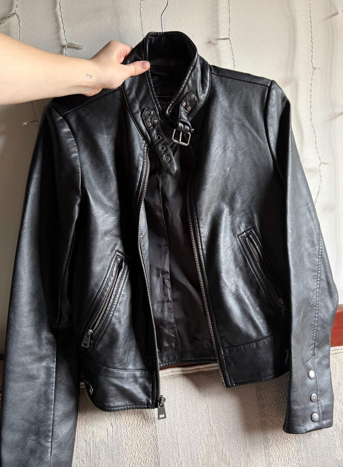Vintage Levi’s Women’s Black Faux Leather Jacket Size XS Excellent Condition