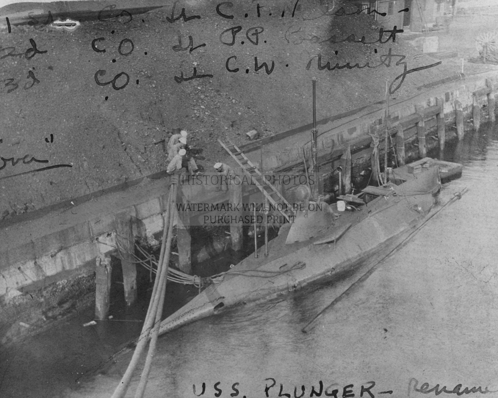 USS PLUNGER SUBMARINE NEW YORK NAVY YARD US NAVY 1906 8X10 PHOTO