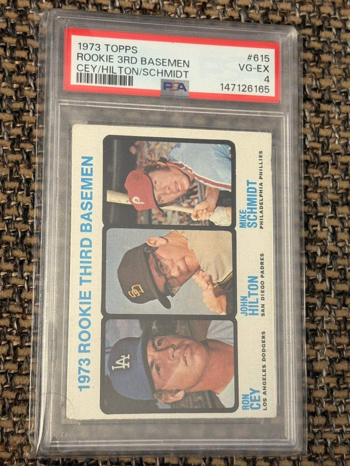 1973 Topps Cey/Hilton/Mike Schmidt Rookie #615 PSA 4 -Third Basemen - HOF RC 1973 Topps Cey/Hilton/Mike Schmidt Rookie #615 PSA 4 -Third Basemen - HOF RC