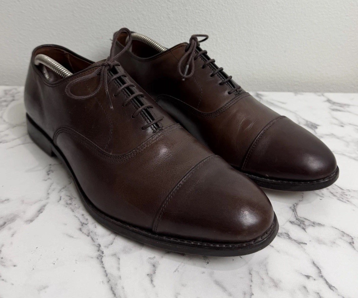 Allen Edmonds PARK AVENUE Mens Sz 11 E Dark Chilli Leather Cap-Toe Oxfords Lace