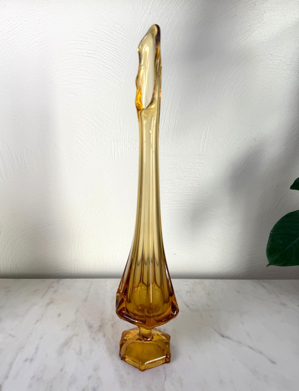 Vintage MCM Viking Glass Amber Swung Vase 14.5 Vintage MCM Viking Glass Amber Swung Vase 14.5