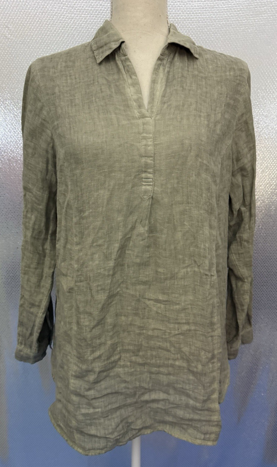 J. Jill Love Linen Tunic Womens Sz S V Neck Collared Popover Lagenlook Beach J. Jill Love Linen Tunic Womens Sz S V Neck Collared Popover Lagenlook Beach