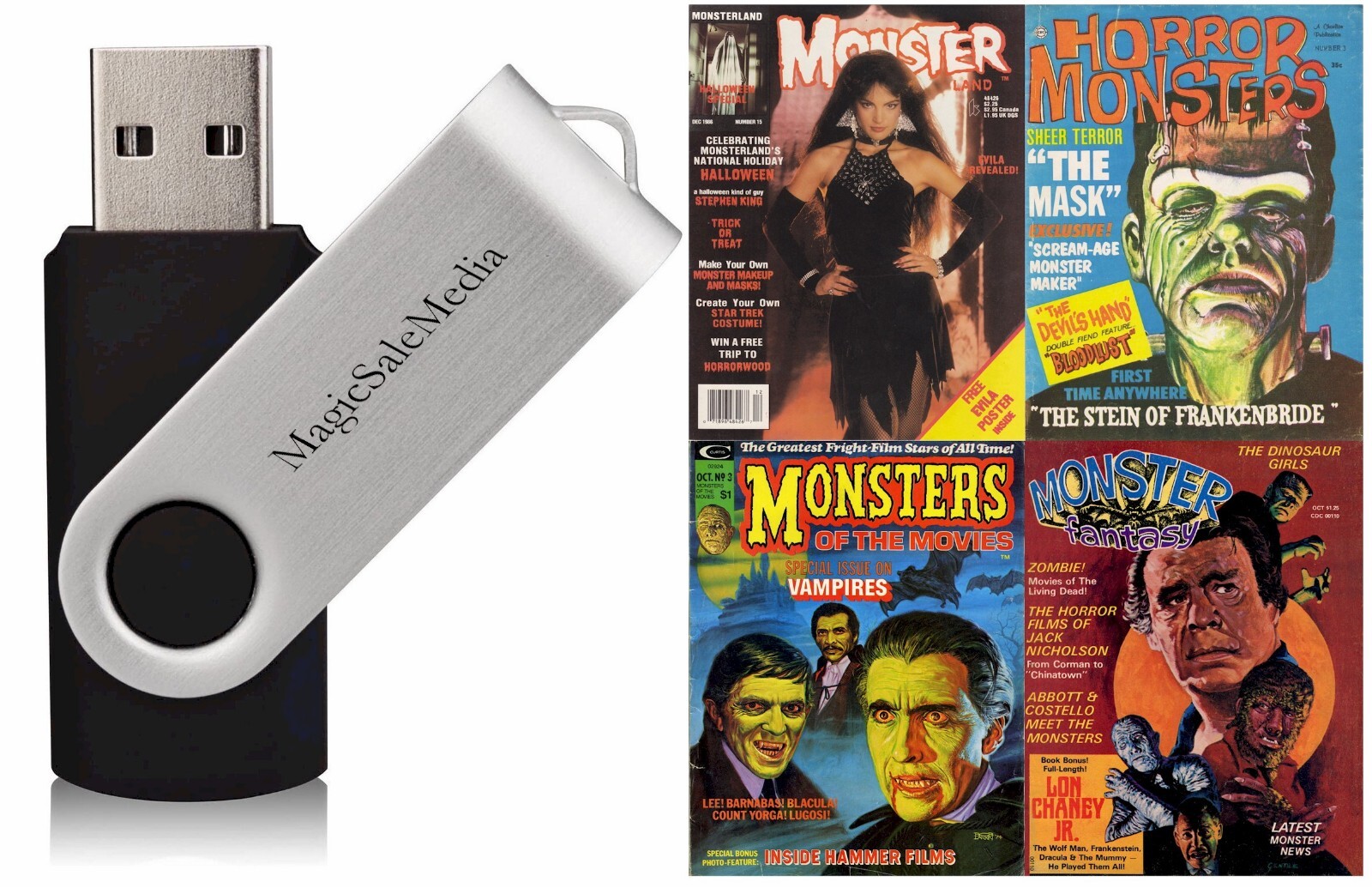 78 Old Issues of Assorted Monsters Horror Scary Fantasy Film Magazines on USB